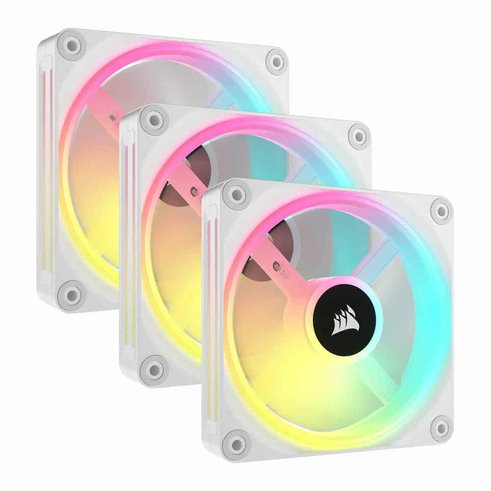 (image for) Corsair iCUE LINK QX120 RGB White Triple 120mm PWM Fan Starter Kit 3 Pack